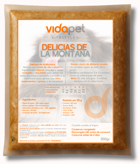 Empaque oficial de Delicias de la Montaña de Vidapet